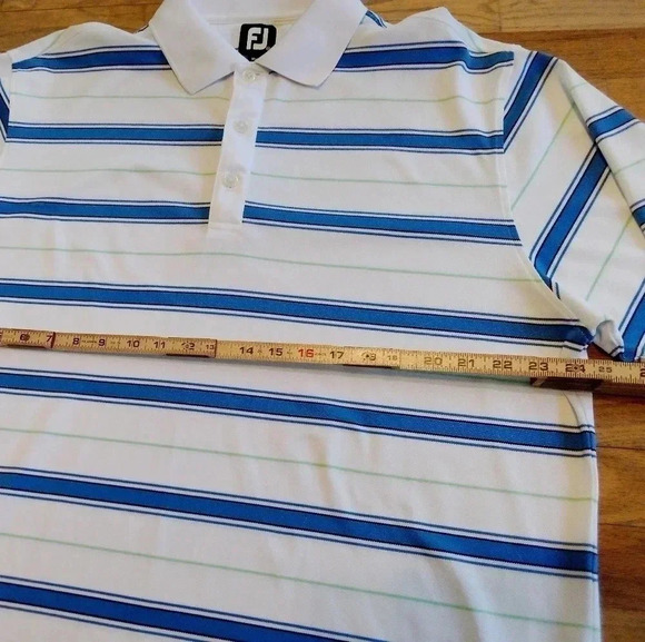 Footjoy Golf Polo Shirt Men's Size XL Athletic Striped Blue White - Picture 3 of 6